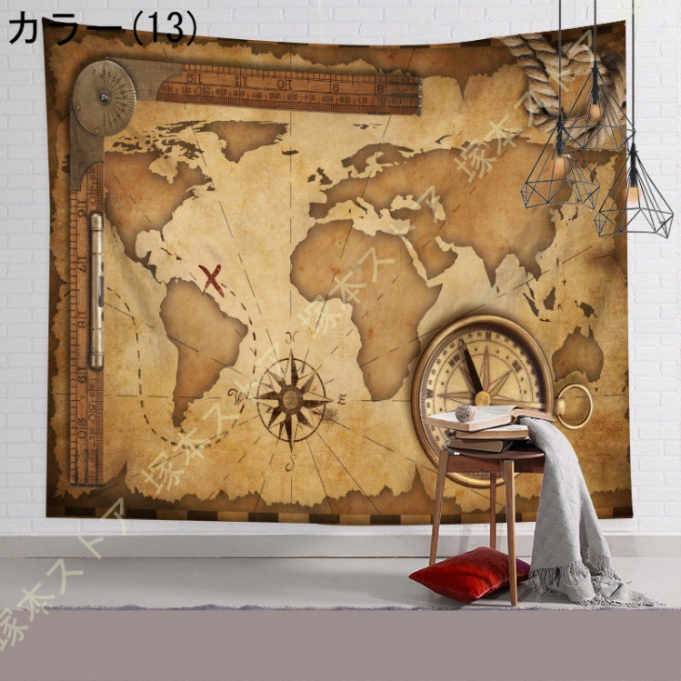 ヴィンテージ風タペストリー 世界地図 布ポスター 室内装飾