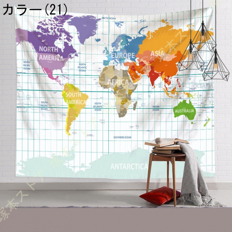 ヴィンテージ風タペストリー 世界地図 布ポスター 室内装飾