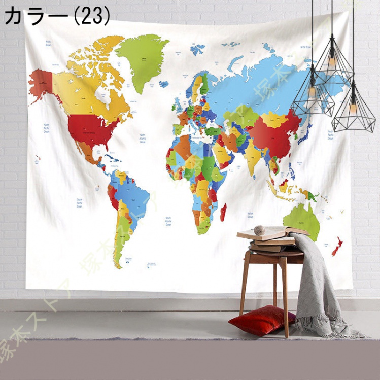 ヴィンテージ風タペストリー 世界地図 布ポスター 室内装飾