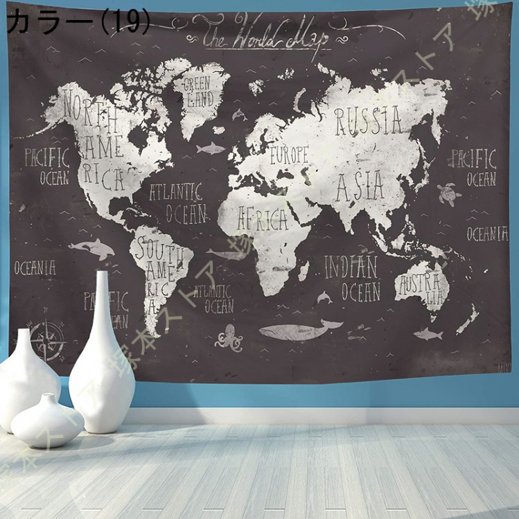 ヴィンテージ風タペストリー 世界地図 ワールドマップ インテリア