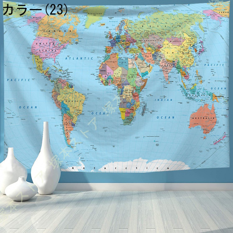 ヴィンテージ風タペストリー 世界地図 ワールドマップ インテリア