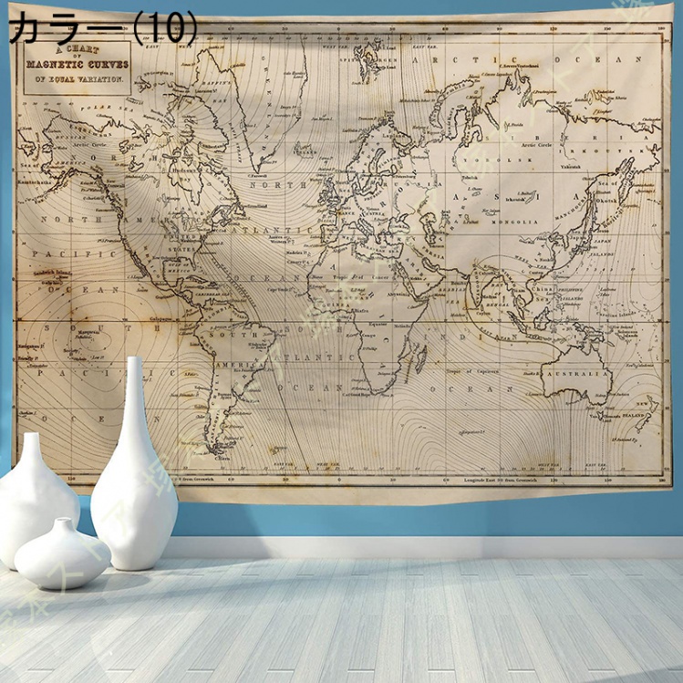 ヴィンテージ風タペストリー 世界地図 ワールドマップ インテリア