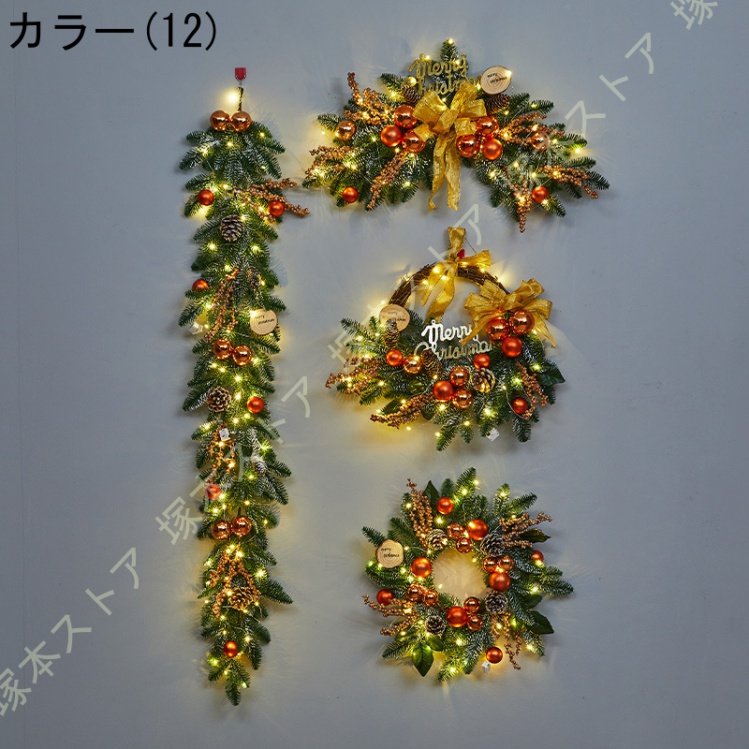 クリスマスリース 玄関リース オーナメント 松ぼっくり リボン 屋外 アートフラワー 大きい リース ドア 玄関 庭園 部屋 店舗 ショップ 壁飾り 華やか_12