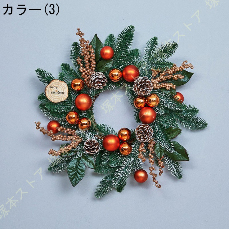 クリスマスリース 玄関リース オーナメント 松ぼっくり リボン 屋外 アートフラワー 大きい リース ドア 玄関 庭園 部屋 店舗 ショップ 壁飾り 華やか_3