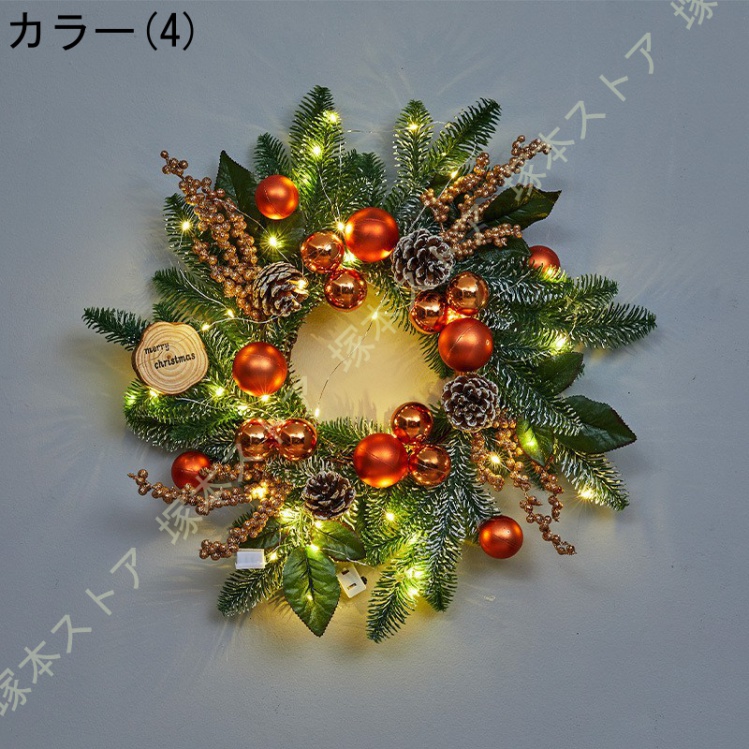 クリスマスリース 玄関リース オーナメント 松ぼっくり リボン 屋外 アートフラワー 大きい リース ドア 玄関 庭園 部屋 店舗 ショップ 壁飾り 華やか_4