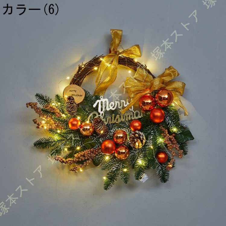 クリスマスリース 玄関リース オーナメント 松ぼっくり リボン 屋外 アートフラワー 大きい リース ドア 玄関 庭園 部屋 店舗 ショップ 壁飾り 華やか_6