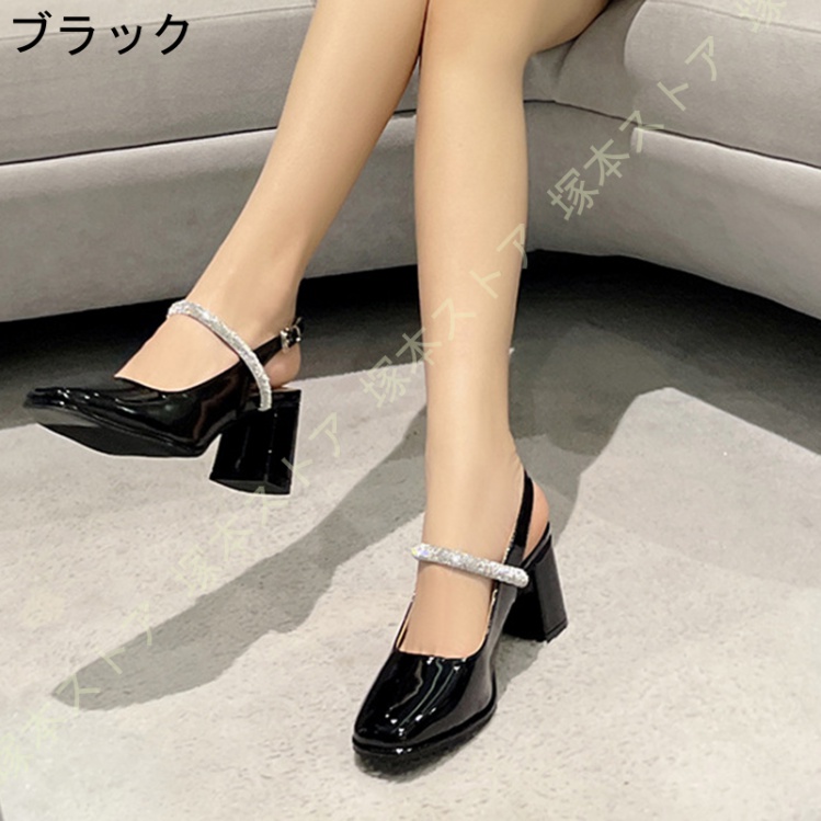 ミュールサンダル バックストラップ レザー パンプス ハイヒール 痛くない 疲れない スクエアトゥ 太ヒール 5cm レディース 靴 結婚式 大きいサイズ |  | 01