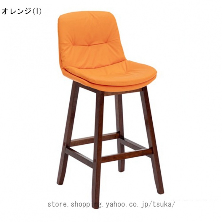 カウンタチェア 背もたれ付き 座面高さ58cm 木製 天然木 シンプル ハイチェア バーチェア チェア 椅子 ダイニング PUレザー調 木脚 モダン レトロ風_2