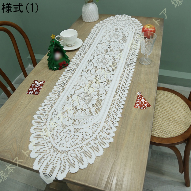 長方形 コットン ハンドメイド かぎ針編み レース テーブルランナー ドイリー コーヒー テーブル ドレッサー スカーフ 飾り スプリングテーブルリネン |  | 01