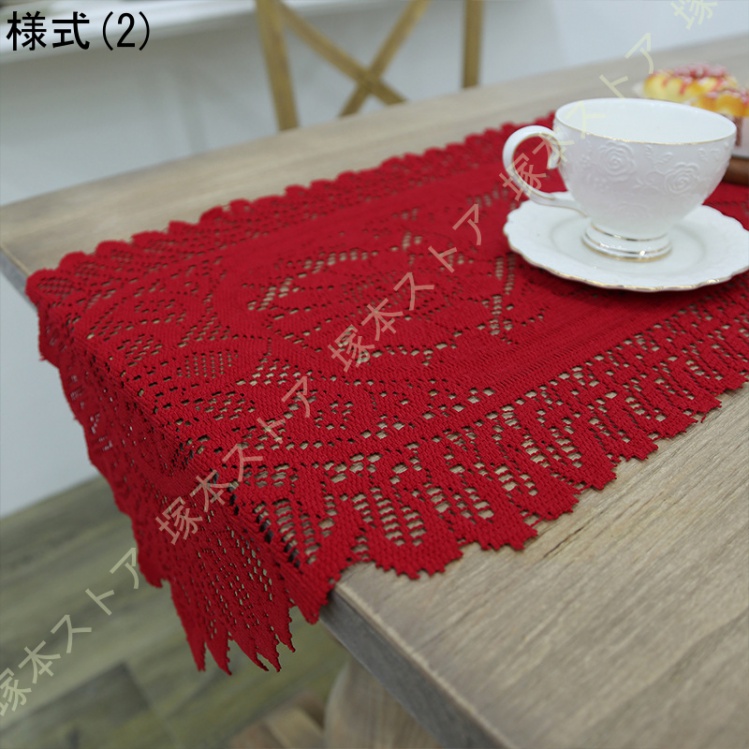長方形 コットン ハンドメイド かぎ針編み レース テーブルランナー ドイリー コーヒー テーブル ドレッサー スカーフ 飾り スプリングテーブルリネン |  | 02
