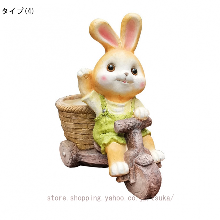 ガーデンオーナメント 庭オブジェ ガーデニング 動物 兎 うさぎ かわいい 樹脂置物 彫刻装飾 屋外 防水 おしゃれ 園芸雑貨 庭 飾り デコレーション 樹脂_4