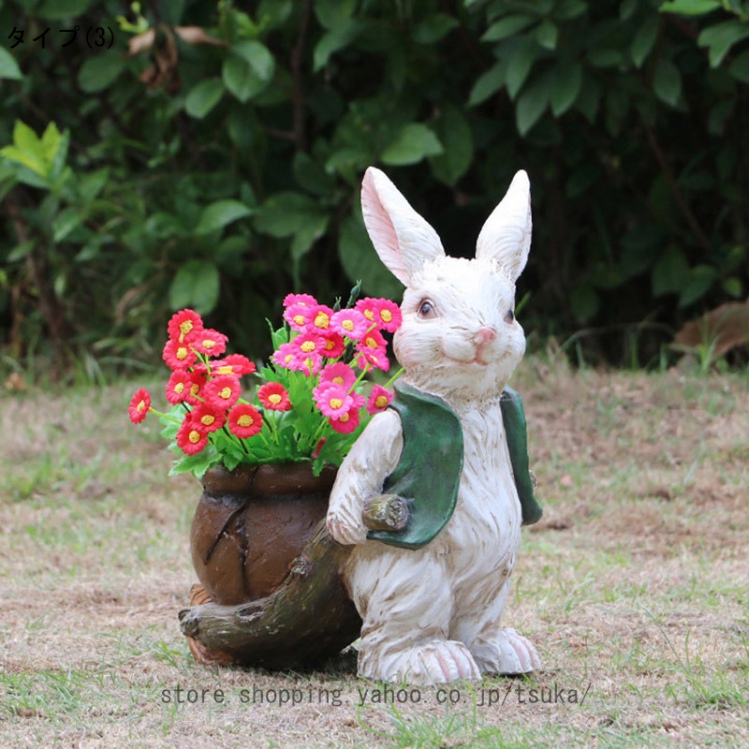 ガーデンオーナメント うさぎ 樹脂工芸品 兎 置物 動物の置物 庭アート飾り おきもの ガーデニング オブジェ ラビット ガーデン 庭 かっこいい 樹脂製 可愛い_3