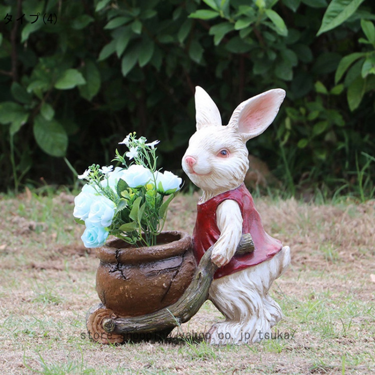 ガーデンオーナメント うさぎ 樹脂工芸品 兎 置物 動物の置物 庭アート飾り おきもの ガーデニング オブジェ ラビット ガーデン 庭 かっこいい 樹脂製 可愛い_4