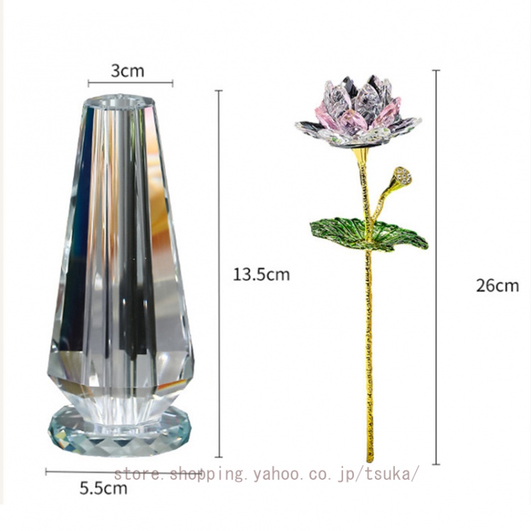 クリスタルガラス 蓮の花 置物 ロータス ハスの花 オブジェ インテリア 