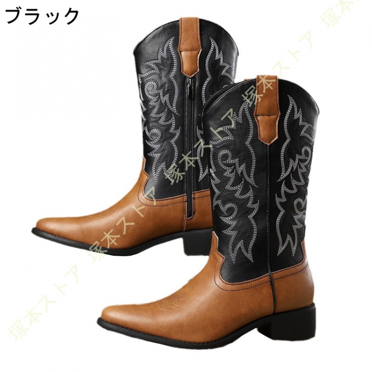メンズウエスタンブーツ ウエスタンブーツ メンズ カジュアル ハイカット ショート ワーク 滑り