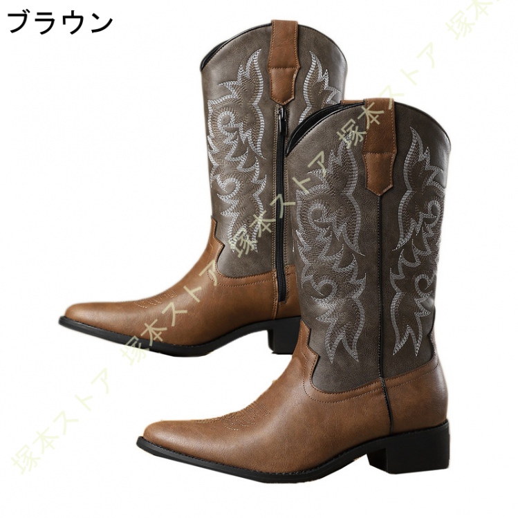 ウエスタンブーツ メンズ カジュアル ハイカット ショート ワーク 滑り