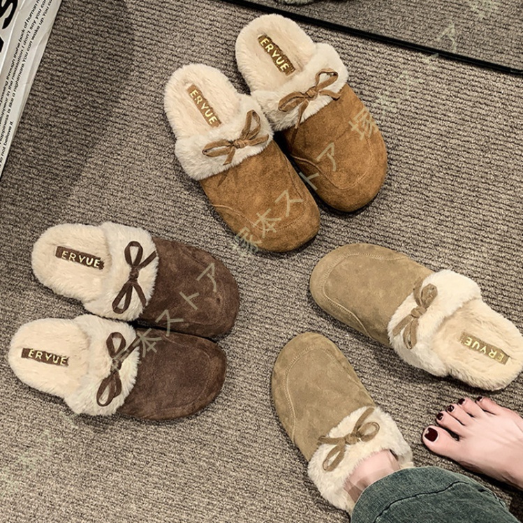 ファーサンダル ミュール スリッパ フラット ぺたんこ レディース