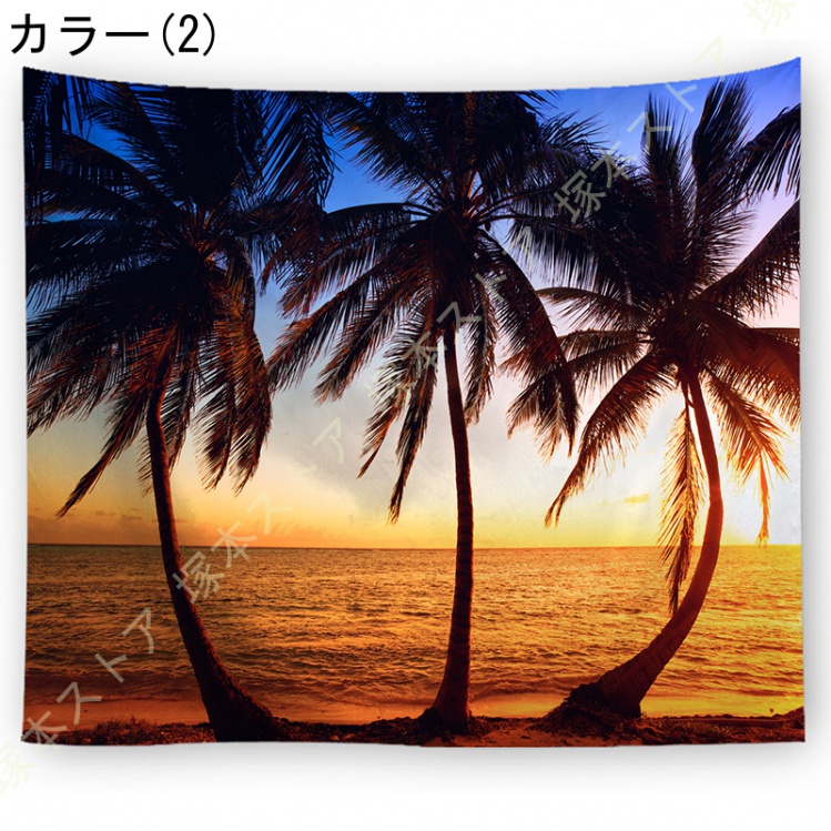 自然風景タペストリー 美しい海 日の出 ビーチと椰子の木 ハワイアン風 夜空と海 多機能 毛布 おしゃれな壁掛け インテリア ファブリック装飾用品｜tsuka｜03