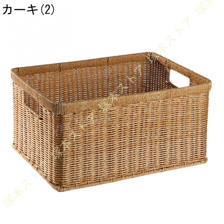 シェルフバスケット 手編み 蓋なし かご 籐 編みかご 卓上収納 バスケット 収納 PEラタン製 片付け 整頓 収納用品 収納 編みかご インテリア ナチュラル |  | 02