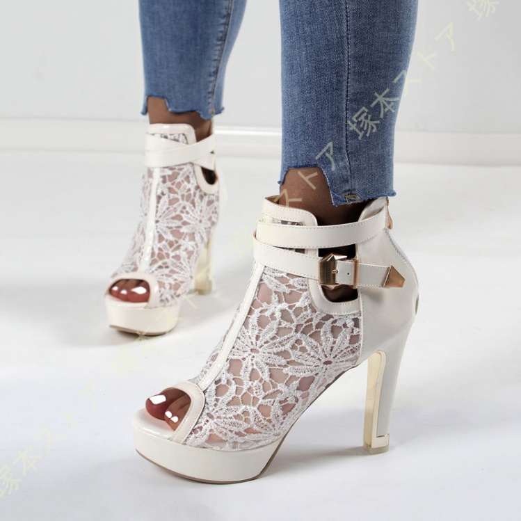 レディース 夏 ブーツ バックジップ オープントゥ サマーブーツ