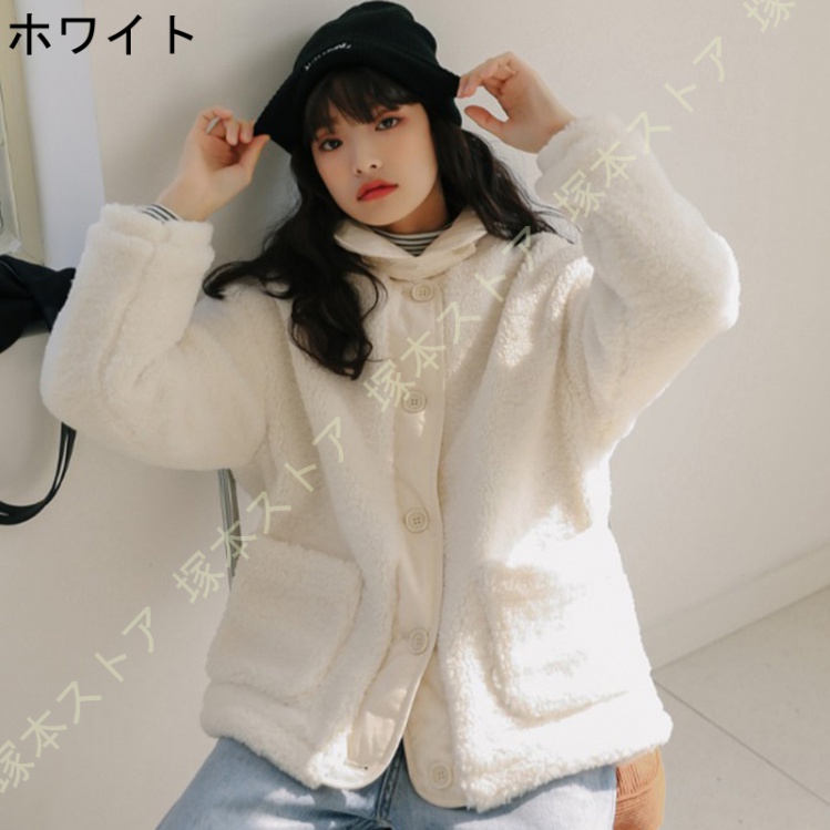 ボアブルゾン ボアジャケット かわいい もこもこ ノーカラー ふわふわ 暖かい レディース コート ゆったり 可愛い 防寒 韓国風 おしゃれ 厚手 レディース 冬 |  | 01