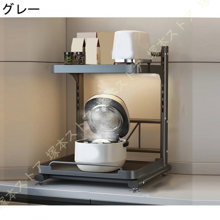 キッチンラック、冷蔵庫上ラック、レンジラック 冷蔵庫上ラック レンジ上ラック 2段 キッチン収納 冷蔵庫上 レンジ