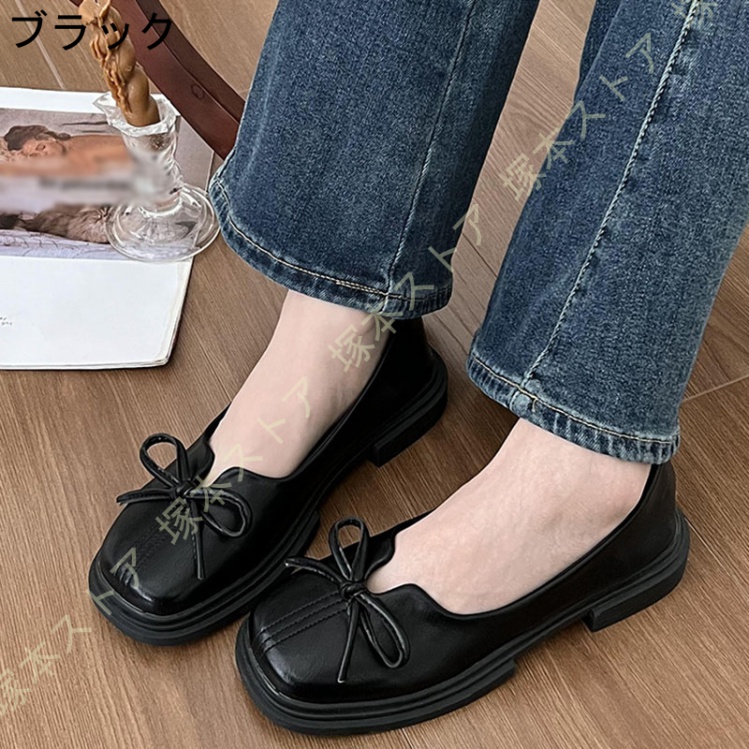 フラットシューズ レディース 靴 リボン パンプス ワイズ 3E