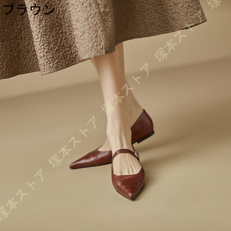 パンプス 痛くない ローヒール 本革 パンプス 歩きやすい 走れる 楽 ポインテッドトゥ 1.5cmヒール 美脚 フラット ぺたんこ 疲れない 3e 黒 カジュアル_2