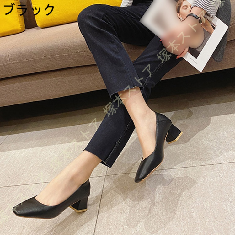 パンプス スクエアトゥ 痛くない バレエシューズ 5cmヒール 走れる 歩きやすい オフィス 通勤 ぺたんこ フラットシューズ ローヒール ローファー 立ち仕事 |  | 01