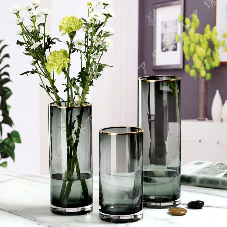 ガラス花瓶 高さ35cm 円筒型 フラワーベース 花瓶 おしゃれ 透明 小さい ガラス フラワーベース 花器 シリンダー 円柱 ガラス 枝物 シンプル  生け花 新生活