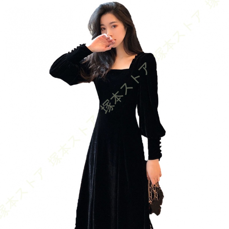 ベロア調 結婚式ドレス パーティードレス ワンピース キラキラ