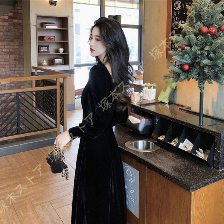 ベロア調 結婚式ドレス パーティードレス ワンピース キラキラ