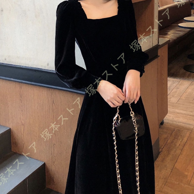 ベロア調 結婚式ドレス パーティードレス ワンピース キラキラ