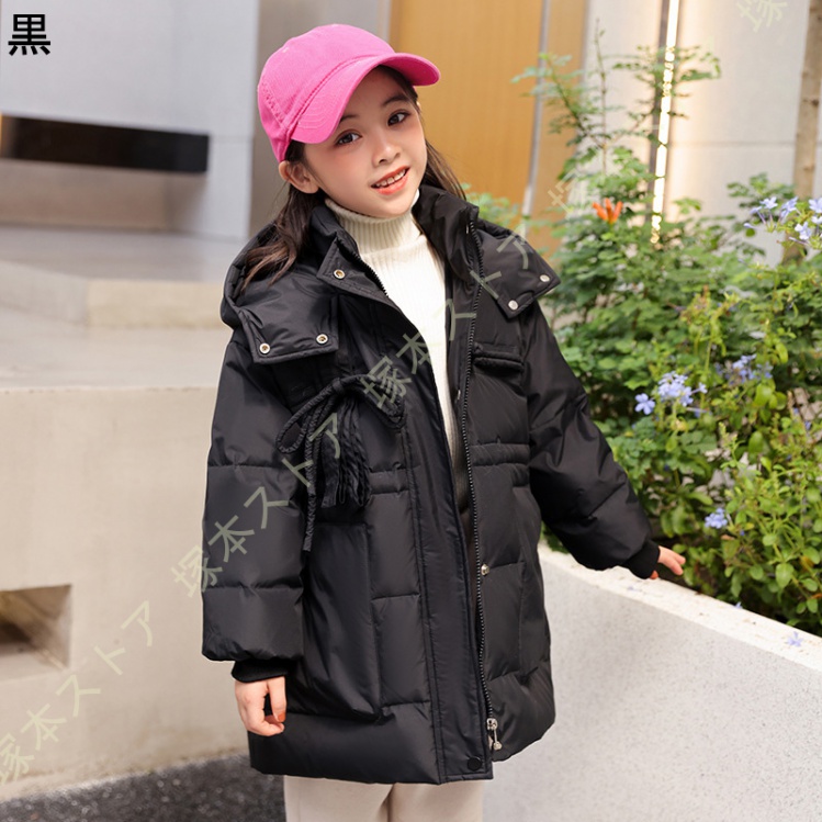 ダウンジャケット キッズ ダウンコート 大きいサイズ 子供服 防寒 ダウン アウター フード付き 子ども カジュアルアウトウェア ジップアップ スタンドカラーの画像