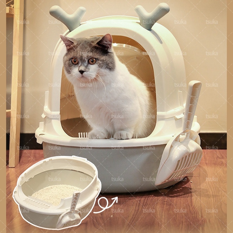 猫トイレ 可愛いドーム型 猫砂の飛び散り防止 おしゃれ 臭い防止 