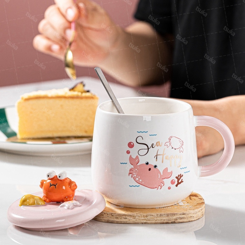 カニのマグカップ おしゃれ かわいい マグカップ コーヒーカップ 陶器 ティーカップ 磁器 蓋付き ふたつき レディース メンズ 贈り物 プレゼント ギフト 30nahegrwz Institutpucnik Si