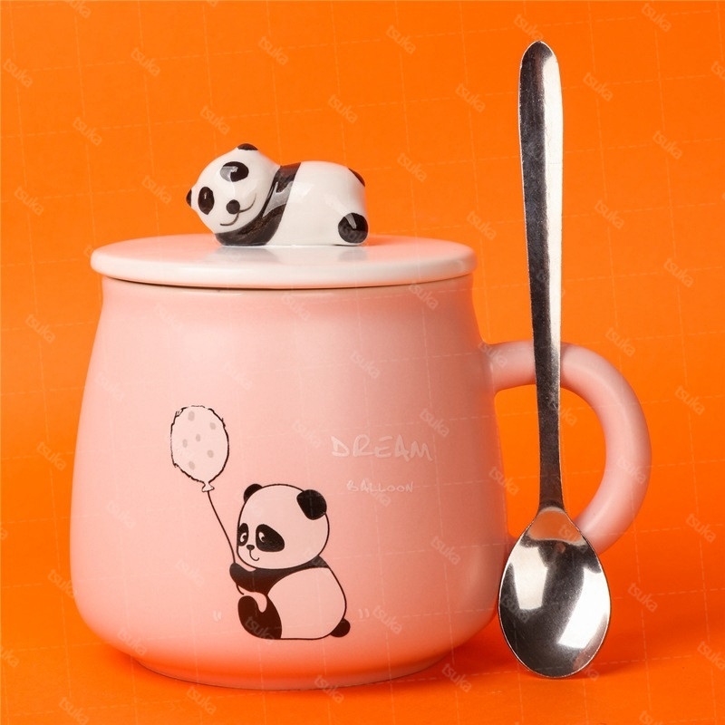 マグカップ おしゃれ パンダ 蓋付き 可愛いパンダ 陶器製 食器