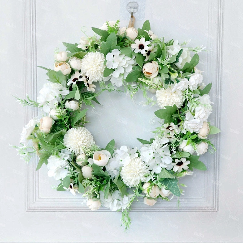 造花リース 玄関用 フラワー ウェルカム ドアリース 結婚式の装飾 造花