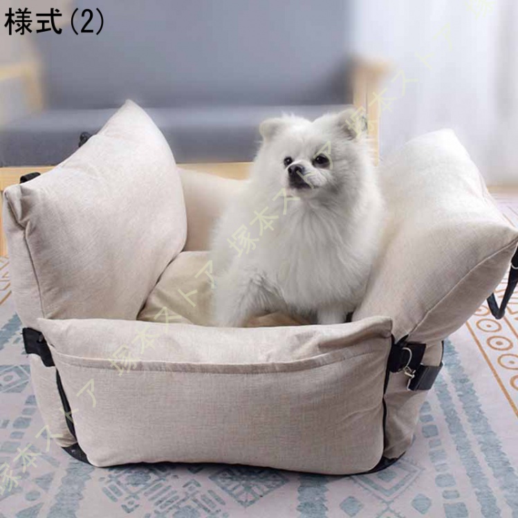 ペットベッド ペット用 ドライブベッド 車 ペットシート ソファー 飛び出し防止 犬 猫 旅行 安全 クマ柄 かわいい 取り付け簡単 犬車用 滑り止め 洗濯可_2