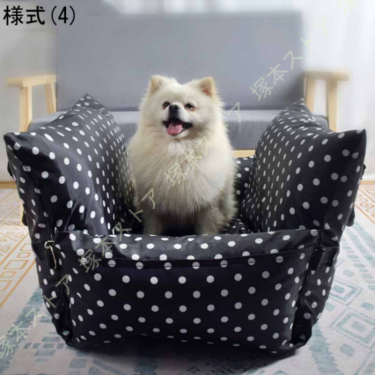ペットベッド ペット用 ドライブベッド 車 ペットシート ソファー 飛び出し防止 犬 猫 旅行 安全 クマ柄 かわいい 取り付け簡単 犬車用 滑り止め 洗濯可_4