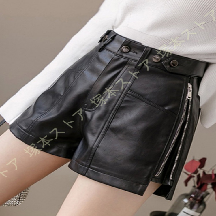 ショートパンツ レザー 黒 レザーパンツ フェイクレザー 短パン