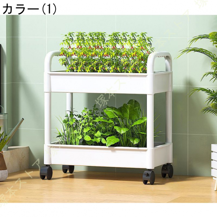キャスター付きワゴン 2段（花瓶、フラワースタンド）｜インテリア雑貨