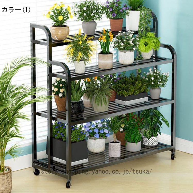 フラワースタンド 屋内 屋外 ガーデンスタンド キャスター付き 移動簡単 通気性 安定性 ガーデニング棚 横型 花台 フラワーラック 室内 おしゃれ 植物 ラック_1