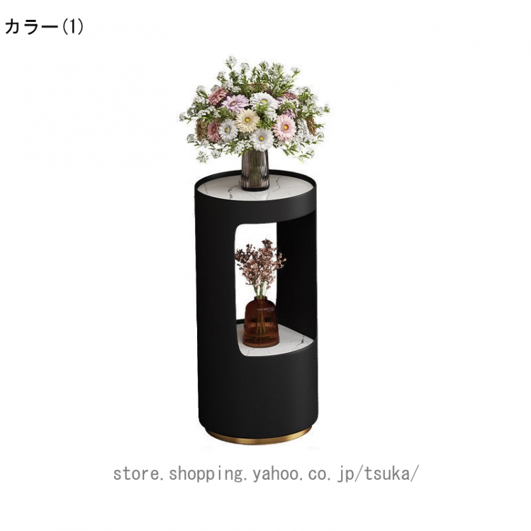 フラワースタンド 観葉植物 室内 2段 花台 スリム 玄関 北欧風 床置き植物ホルダー 屋内植物スタンド アルコールスタンド サイドテーブル アイアン 鉢置き_1