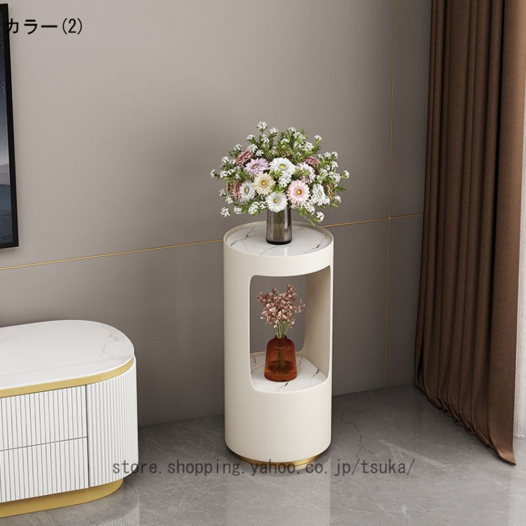 フラワースタンド 観葉植物 室内 2段 花台 スリム 玄関 北欧風 床置き植物ホルダー 屋内植物スタンド アルコールスタンド サイドテーブル アイアン 鉢置き_2