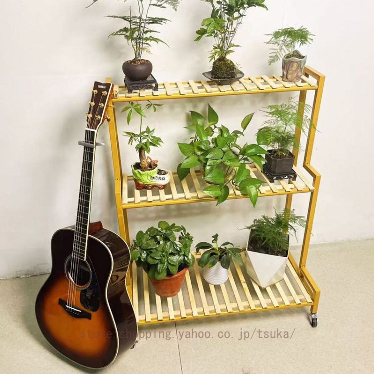 ⭐️ 植物スタンド 5段 植物ラック 花台 室内 木製 植物棚 盆栽スタンド フラワースタンド 花棚 植物棚 盆栽棚 多肉植物棚 キャスター付き 室内