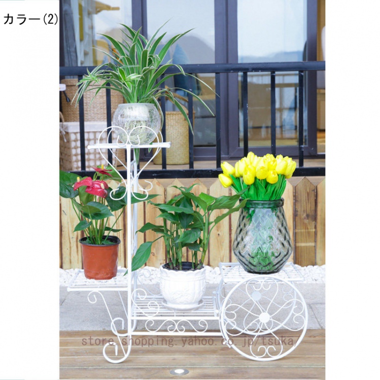 フラワースタンド アイアン 自転車型 園芸 鋳鉄 フラワーラック 花台