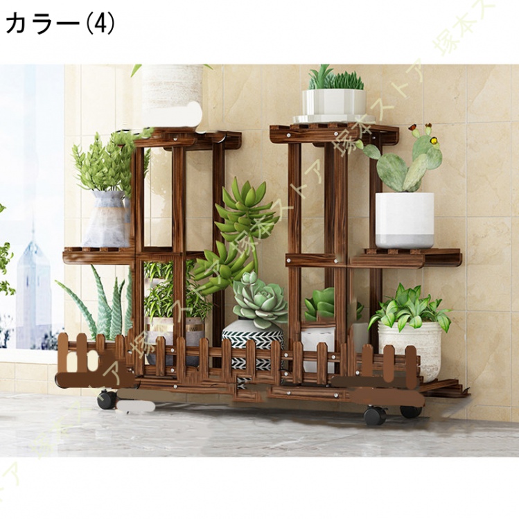 フラワースタンド 多層ガーデンラック 園芸 植木鉢置き 天然木