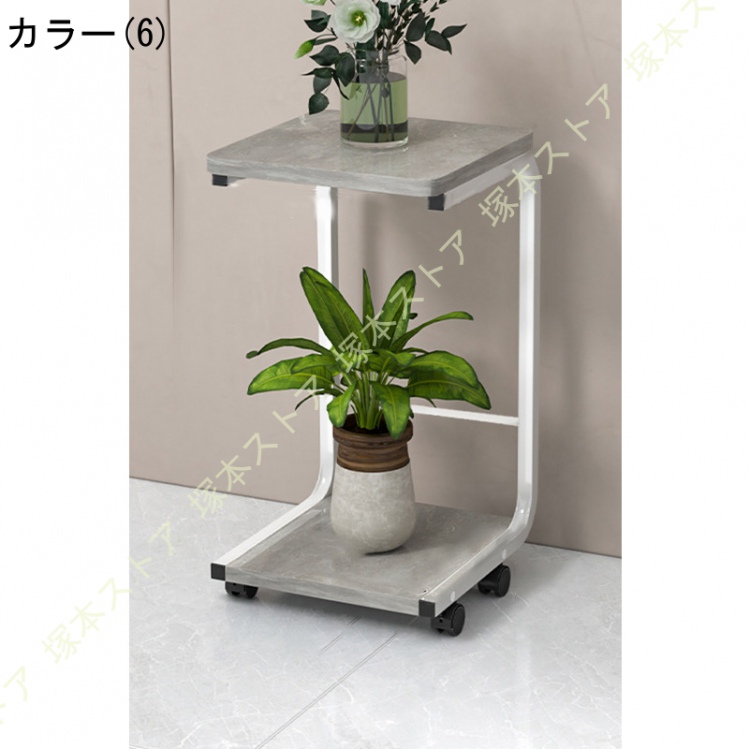 キャスター付き観葉植物台 角型 スタンド 鉢置き台 二層収納 C型デザイン 高耐荷重 多肉植物ラック 床置き植物ラック 多機能収納ラック プランターの画像