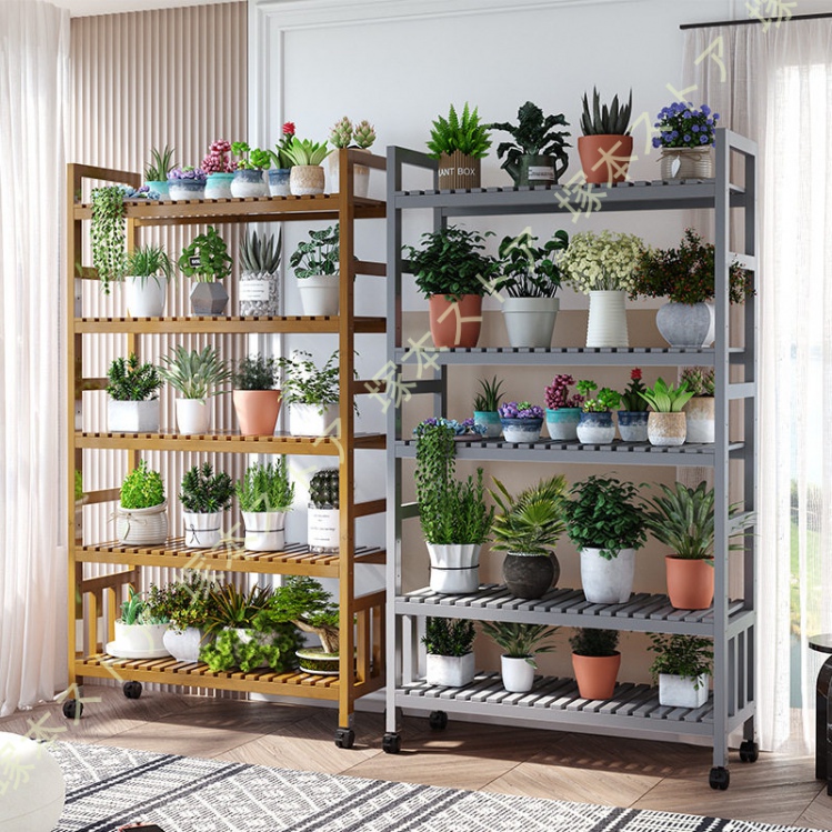 観葉植物ラック フラワースタンド 高さ調整可能 花台 キャスター付き